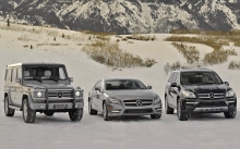 Mercedes-Benz G-class, CLS-class, GL-class на горном снегу